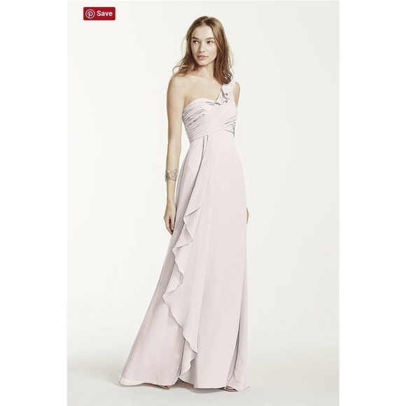 David's Bridal One Shoulder Bridesmaid Dress Sz 6 - Picture 9 of 10